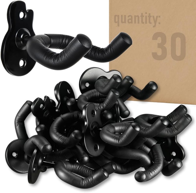 LALAOKS 30Pack Guitar Wall Mount Wall Hanger Hook Black Metal Guitar Holder - Image 1